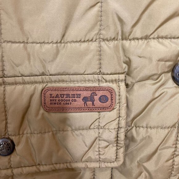 Lauren Ralph Lauren Tan Square Quilted Jacket M - Picture 6 of 14